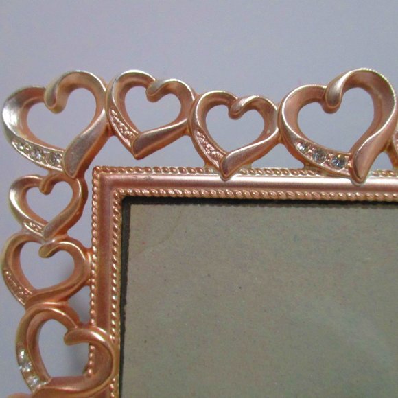 *FETCO Rose Gold Hearts and Rhinestones Double Display Table Top Picture Frame - Picture 6 of 8